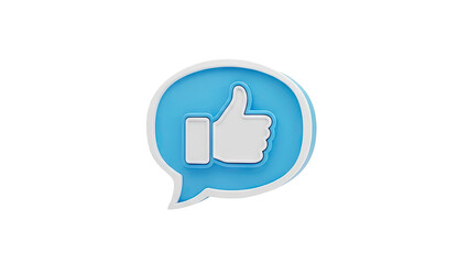 Obraz premium 3D Like icon in speech bubble on transparent background