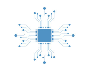 Microchip Circuit Board Icon. Digital Technology Processor Vector Illustration