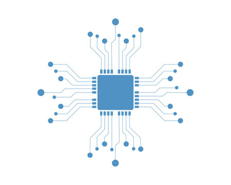 Microchip Circuit Board Icon. Digital Technology Processor Vector Illustration