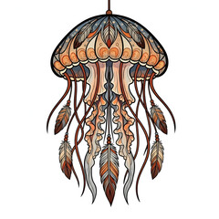 Boho Jellyfish Dreamcatcher - A Fusion of Marine Life and Dreamy Art.