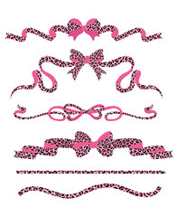 Ribbon leopard pink, bow set