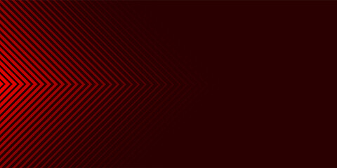 Red arrows background. Abstract triangle gradient wallpaper. Repeated arrow stripes backdrop for flyer, banner, poster, presentation. Thin to thick linear game or sport texture. Vector masculine bg