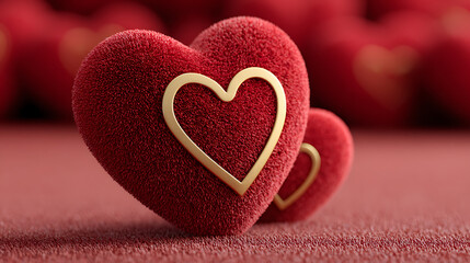 Obraz premium elegant dark red background with a 3d gold heart centerpiece and soft lighting, creating a luxurious and romantic mood for premium editorial visuals.