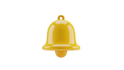 3D Yellow notification bell icon on transparent background