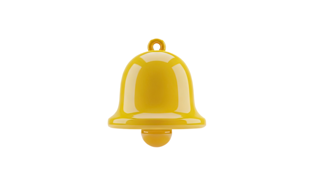 3D Yellow notification bell icon on transparent background - Powered by Adobe