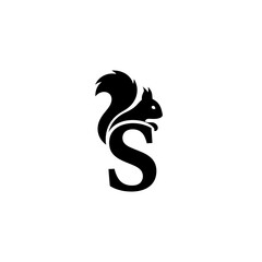 Fototapeta premium Squirrel Logo Design Element Black Silhouette.