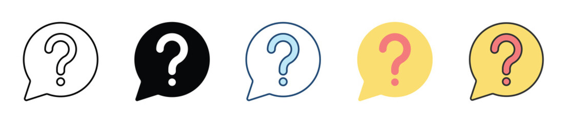 Question Icon Set Multiple Style Collection