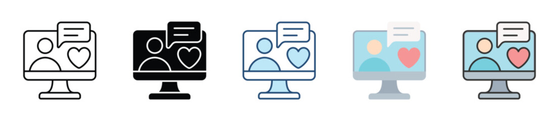 Online Communication Icon Set Multiple Style Collection