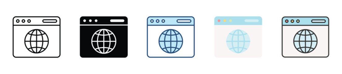 Browser Icon Set Multiple Style Collection