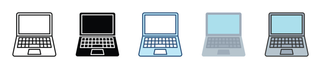 Laptop Icon Set Multiple Style Collection