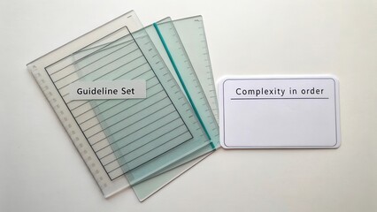 Clear plastic guideline set with measurement grid and instructional card for creative projects or educational resources