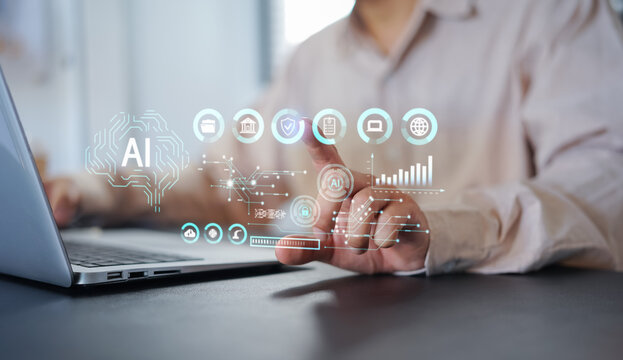 Agentic AI technology concept with coding and digital gears. Artificial intelligence automation, machine learning, and futuristic innovation for business solutions.