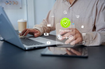 Close-up of hand holding smartphone showing Payment Successful message, representing secure mobile banking, digital payment, online shopping, and financial technology transaction.