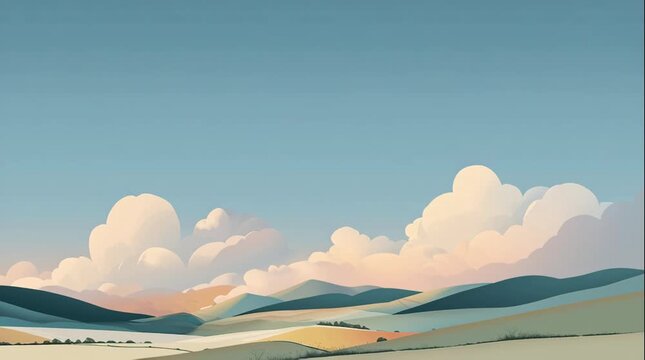 Observing a tranquil desert landscape with rolling dunes and soft clouds