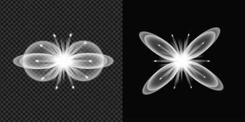 Sunlight special lens Butterfly flash light effect on transparent background. Effect of blurring light. Vector Illustration