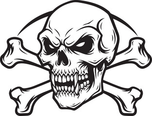 Skull and Crossbones Silhouette Icon Vector