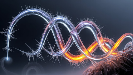 Dna Strand Filament with Glowing Helix