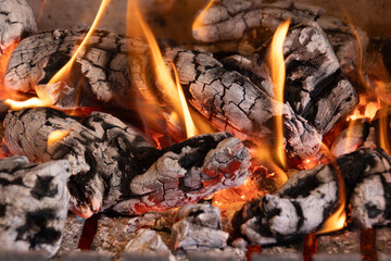 Feu de bois en extérieur ambiance chaleureuse