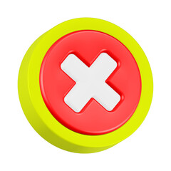 Obraz premium cross mark icon 3d render red circle button
