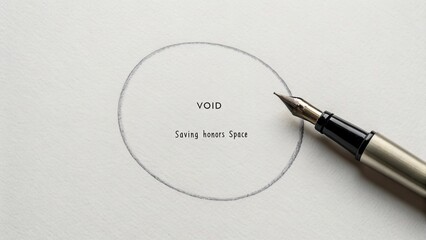 Fototapeta premium Artistic representation of void concept with a fountain pen and handwritten text on textured paper background