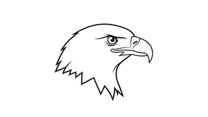 Naklejka premium Eagle head profile black outline on white background