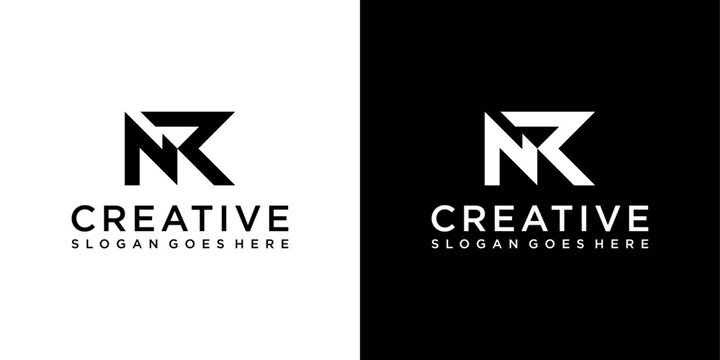 NR or RN initial letter logo design vector