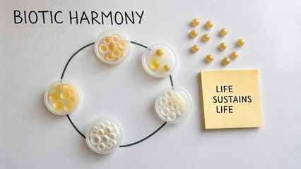 Biotic Harmony Concept with Yellow Elements Symbolizing Life, Sustainability, and Ecological Balance in Nature
