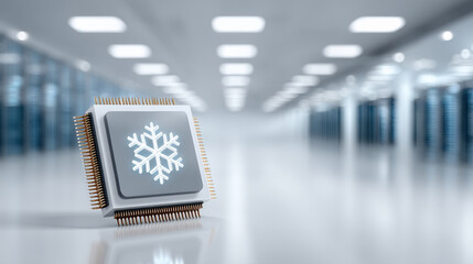 Advanced cooling chip technology in server room providing cold efficiency
