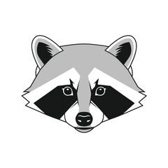 Detailed illustration of a raccoons head with distinctive facial markings.