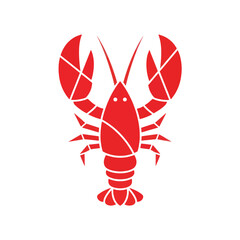 Red Lobster Silhouette Isolated on White Background.