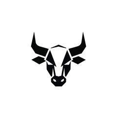 Geometric Bull Head Logo Design with Sharp Angles and Modern Aesthetic.