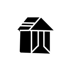 origami house glyph icon illustration vector