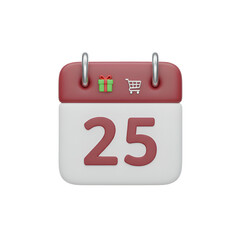 Calendar Icon Showing Date Twenty Fifth.
