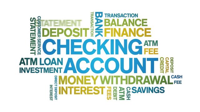 Checking Account animated word cloud-text design animation tag kinetic typography seamless loop.