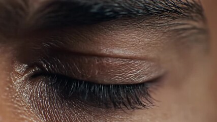 Close-up of a human eye with a glowing red circuit board pattern, symbolizing advanced technology and artificial intelligence.