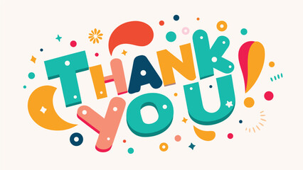 Cheerful Thank You clipart showcasing bright colors and artistic design, symbolizing gratitude and acknowledgment..eps