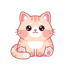 Cute Kawaii Orange Tabby Cat Illustration.