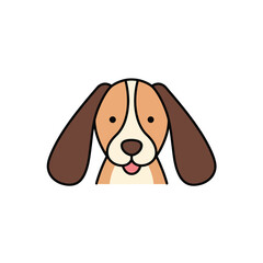 Cute cartoon dog face with long floppy ears and a happy expression.