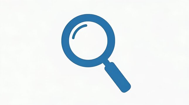 animation of a blue web search button featuring a magnifying glass icon for internet research and zoom zoom-in concept