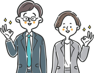 OKサインをするビジネスパーソン　上半身　ベクター