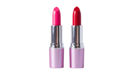 Red and pink lipstick shades displayed side by side on a clean white background