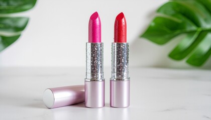 Red and pink lipstick shades displayed side by side on a clean white background