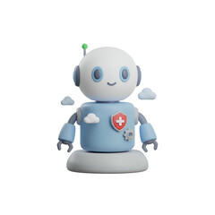 White Robot Toy with Medical Shield.