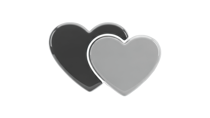 3D Two Interlocking Hearts on transparent background