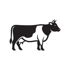 Fototapeta premium Black and white cow silhouette isolated illustration