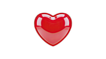 3D Red Heart Icon on transparent background