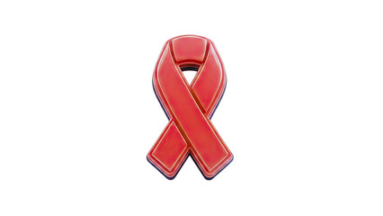 3D Red Ribbon Symbol on transparent background