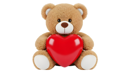 Teddy bear holding a heart isolated on transparent background