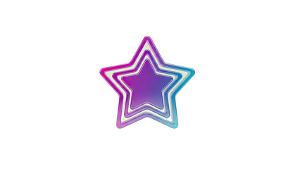 3D Layered Star Shape with Gradient Colors on transparent background