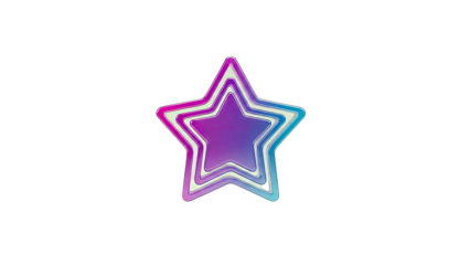 3D Layered Star Shape with Gradient Colors on transparent background